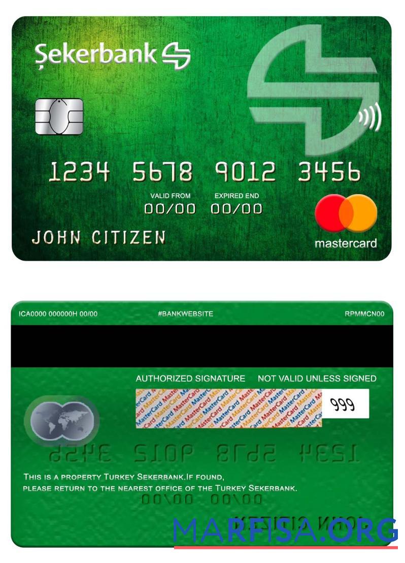 Blank Turkey Sekerbank mastercard download for verification